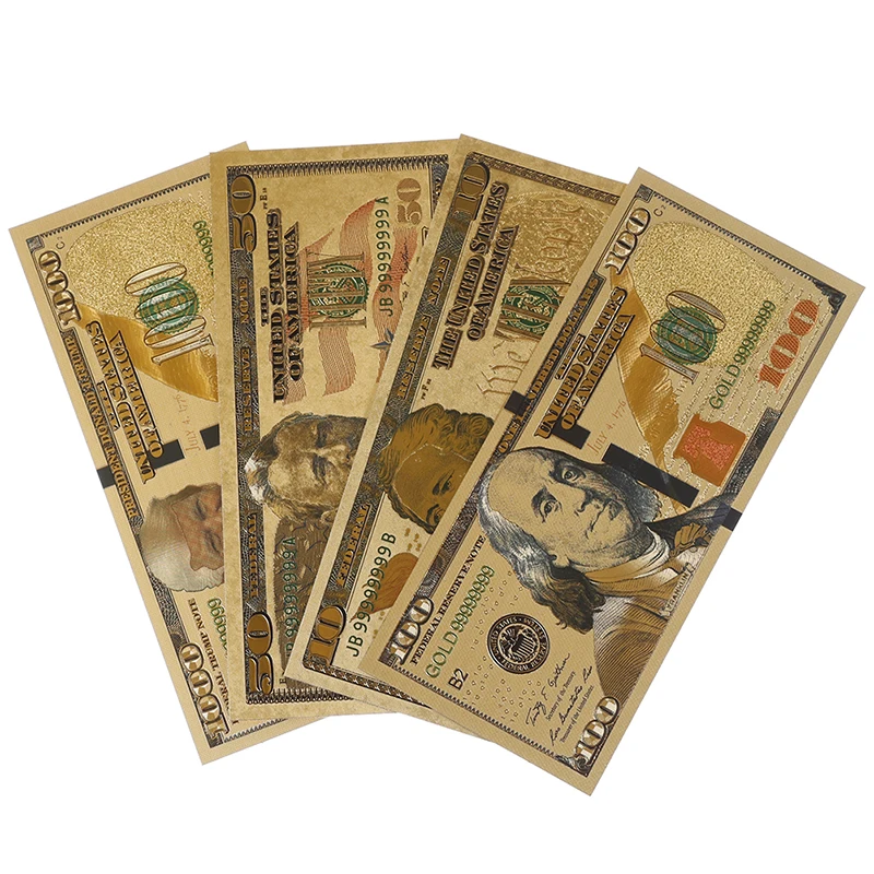 Горячая Распродажа 8 шт./лот 8 разных дизайн долларовые банкноты из золотой фольги покрытием для банкнот Америка бумажных денег для сбора/отделение для банкнот