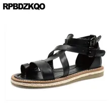 Настоящая кожа эспадрильи на открытом воздухе обувь Мужчины гладиаторские сандалии лето большой размер рыбак высокое качество петля для носка черный 45 Римский