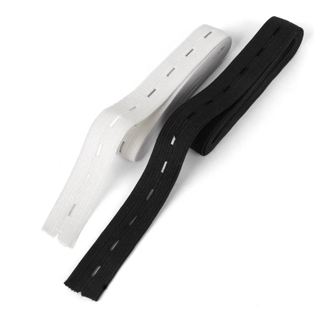 5/10M 20mm Black White Buttonhole Knit Elastic Bands Wire Webbing For Skirt Clothes Shorts Waist Band DIY Sewing Accessories