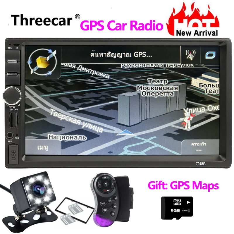 7018G font b GPS b font Navigation 2 Din Car Radio Car Mp5 Player 7 Touch