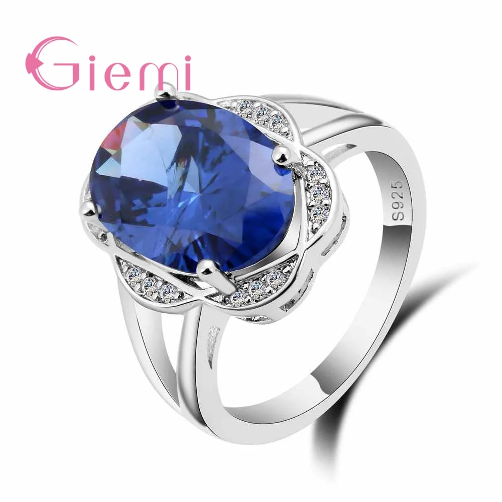 

Big Oval Cubic Zircon Stone Bijoux for Wedding Party GiftsFashion 925 Sterling Silver Engagement Rings For Girl