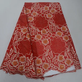 

8 colors beautiful Swiss voile lace fabric red African cotton lace fabric with stones and embroidery for party dress CLP358