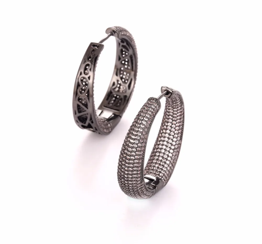 GrayBirds Large Hoop Earrings In Gold And White Color Micro Setting High Quality Clear CZ Big Sexy Ladies Jewelry MLE019