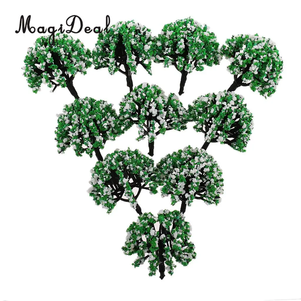 MagiDeal 10Pcs 1/200 Scale Model Flower Trees Green Train Railroad Scenery Landscape for Diorama Model Layout Toys 5Colors