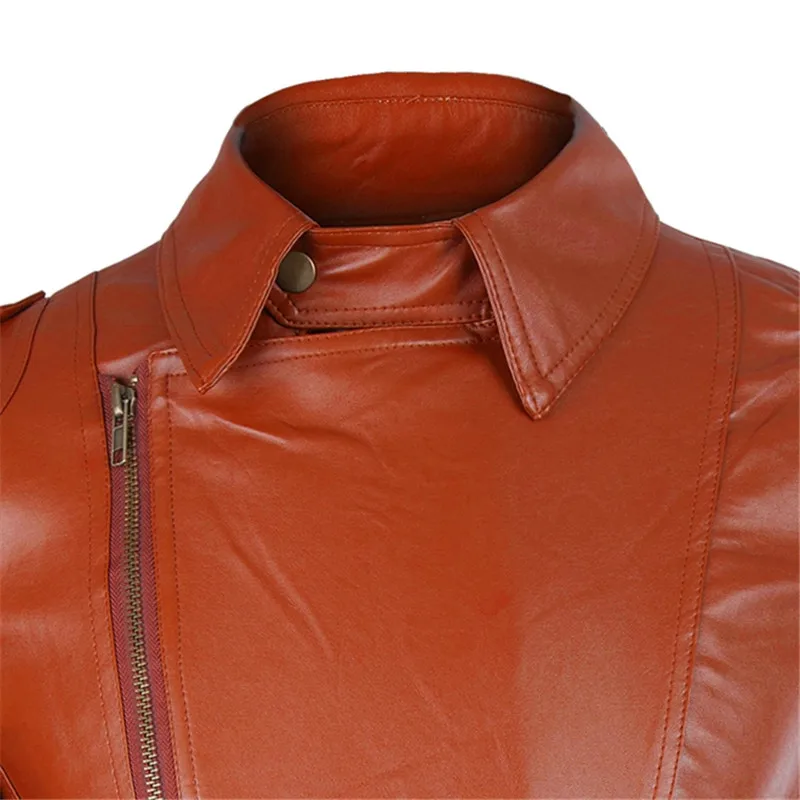 MORUANCLE модная мужская куртка из искусственной кожи, куртка из искусственной кожи, пальто для мужчин, однотонная приталенная куртка с отложным воротником, размер M-XXL