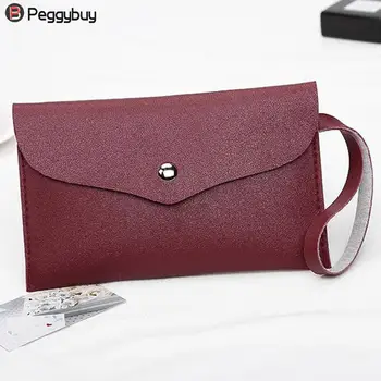 

Fashion Small Women PU Leather Bag Envelope Flap Bag Pure Long Wallet Day Clutch Handbag Coin Purses Phone Clutch Wristlets