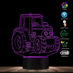 1 шт трактор край 3D акрил свет вверх знак трактор светодиодный ночник фермы Домашнее освещение Декор usb настольная лампа фермер освещения