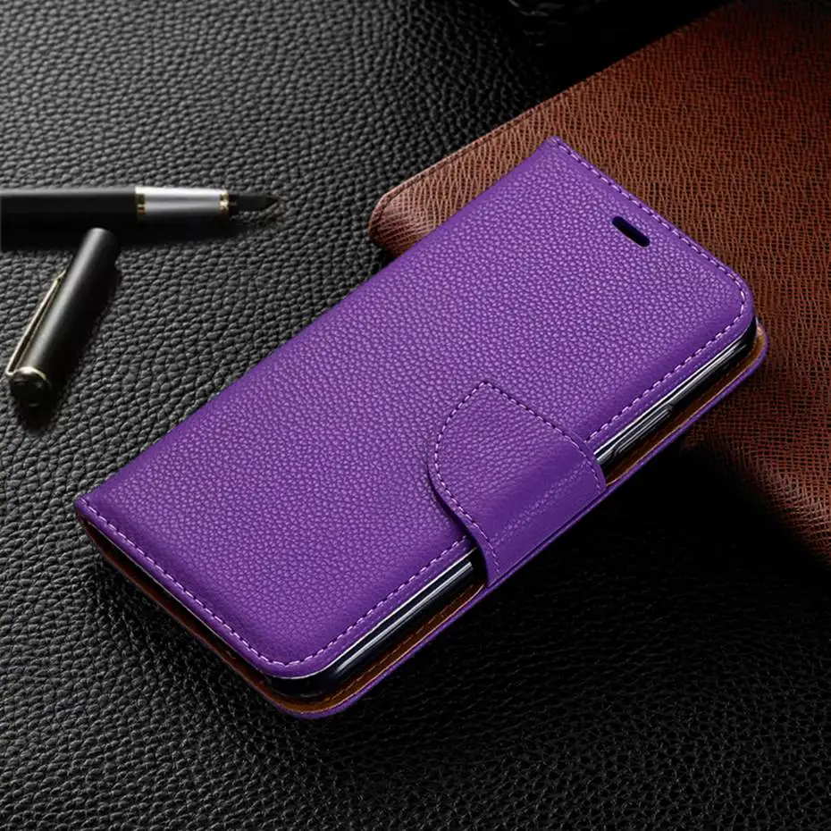 Кожаный флип чехол для iPhone 6 7 Plus 8 X XS XR Max 11 Pro Max чехол для телефона iPhone 11 Pro Max кошелек чехол для телефона - Цвет: Purple