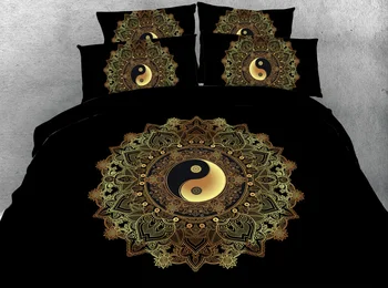 

JF-145 Stunning Yin and Yang Mandala on Starry Night sky 3d Bed Set