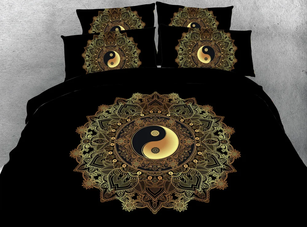 JF-145 amazing Yin and Yang Mandala on Starry Night sky 3d Bed Set | Дом и сад
