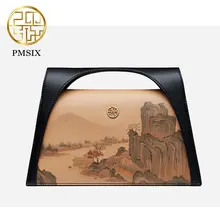 Pmsix роскошная женская сумка с пейзажным рисунком, женская сумка, Оригинальная дизайнерская сумка на плечо из воловьей кожи, сумка-мессенджер, мини-сумочка