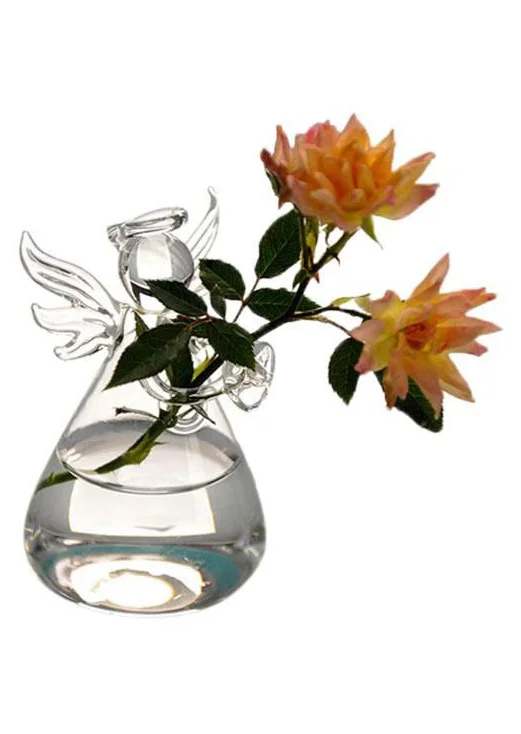 

1pcs Hot New Cute Glass Angel Shape Flower Plant Stand Hanging Vase Hydroponic Container Home Office Decor