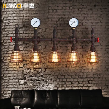 

Creative iron Pipe Wall Light American Retro Industrial Loft Wrought Iron restaurant Bar Wall Lamp deco art