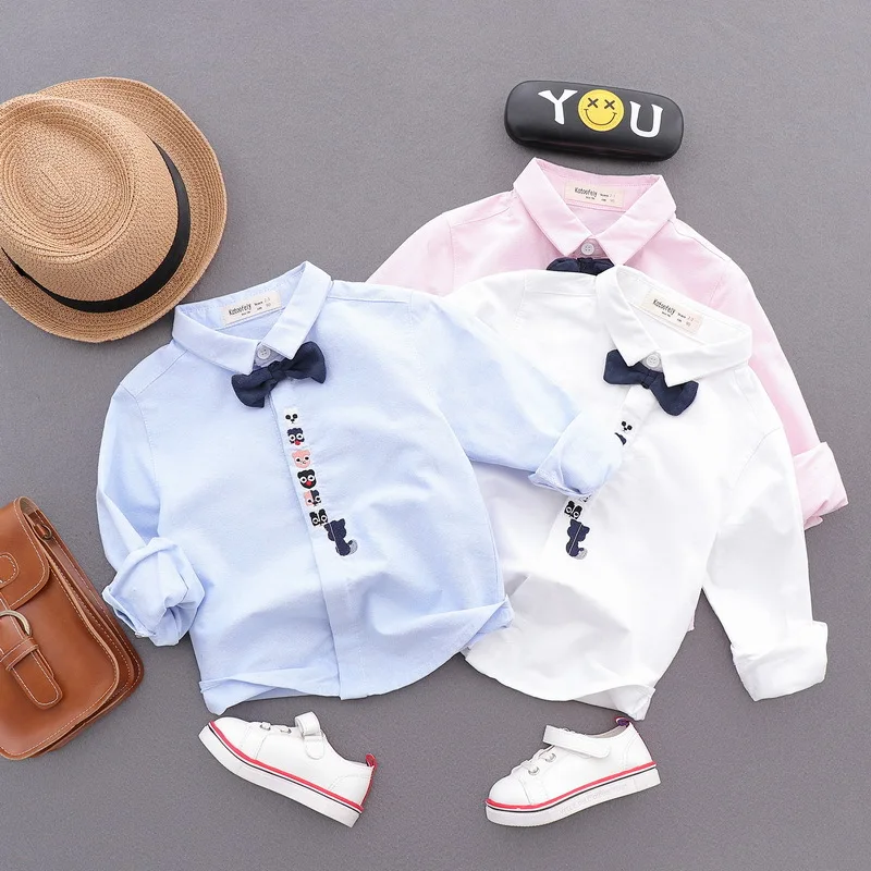 

2018 autumn children's wear boys children's cotton embroidered and handsome baby shirt.