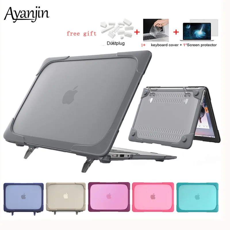

Laptop Sleeve Foldable Stand Case For Macbook air Pro Retina 11 12 13 15 A1706 A1708 A1989 Matte Transparent PC+TPU Shell Cover