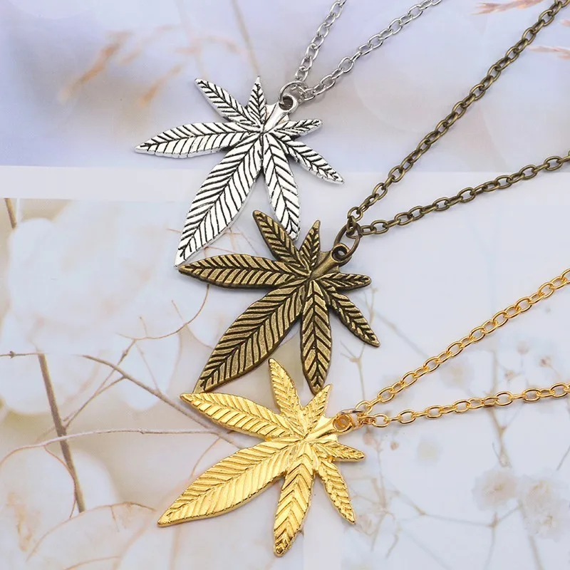 Hip Hop Tree Leaf Necklace For Women Men Small Weed Herb Maple Leaf Pendants Necklaces Unisex Plant Jewelry Dropshipping Collar