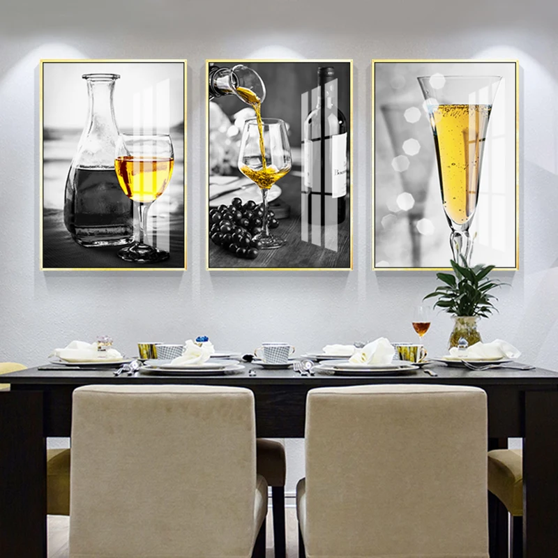 

Nordic Poster Black and White Wine Glass Wall Art Print Canvas Painting Liquor wall pictures for Living Room Modern Home Decor