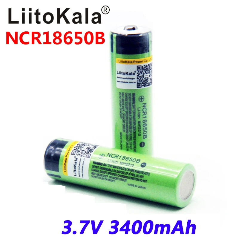 

2PCS 2017 liitokala 18650 3400 Battery 3400mAh 3.7V NCR18650B Rechargeable Li-ion Battery for Flashlight for (NO PCB)