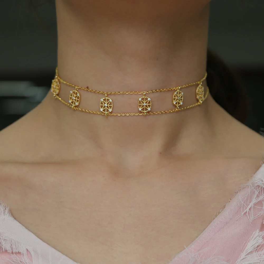 Европейское женское Золотое колье-чокер в форме звезды, геометрическое блестящее cz ювелирное изделие, модный дизайн, новейшее ожерелье для женщин и девушек