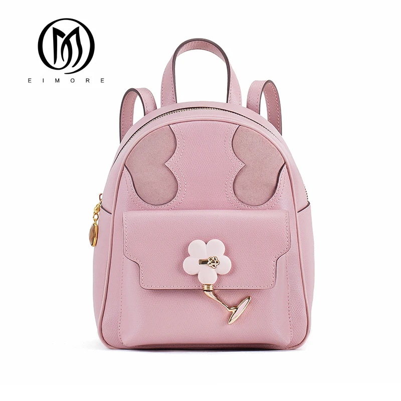 

EIMORE Leather Backpack Women Bags Genuine leather Preppy Style Backpack Girls School Bags Zipper Leather Backpack For Teenger