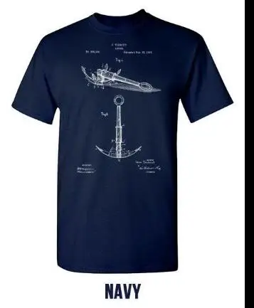 Короткий рукав Для мужчин с принтом лодочного якоря; футболка с изображением лодочки Лодка Корабль якорь парусный спорт подарок, морской хлопковая Футболка для Для мужчин - Цвет: Тёмно-синий
