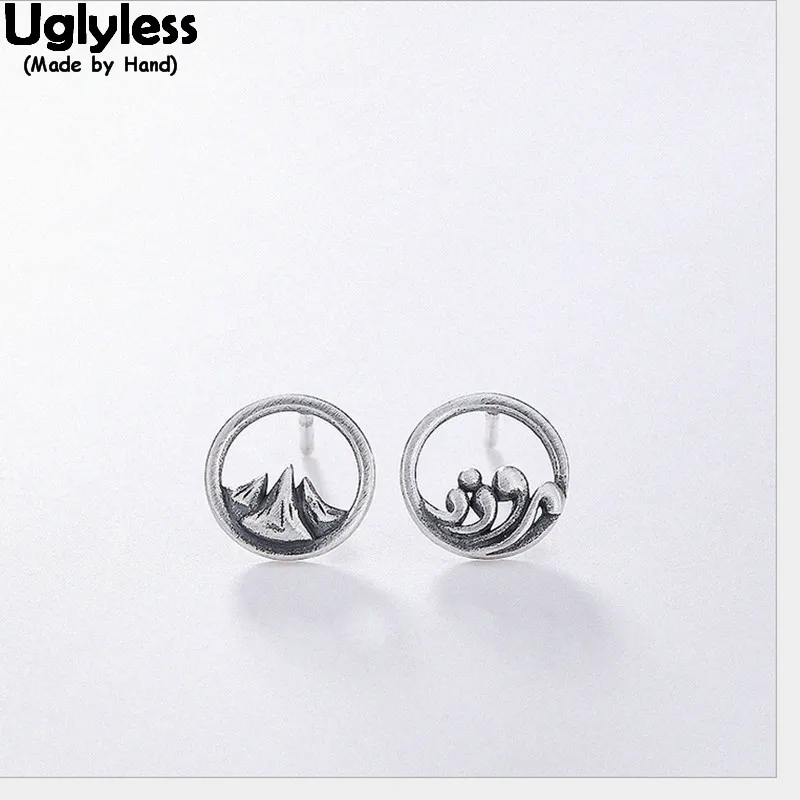 

Uglyless Chinese Style LOVE Stud Earrings for Women 100% Real 925 Sterling Silver Fine Jewelry High as Mountain Deep as Ocean
