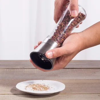 

1pcs Kitchen Creative gadgets kitchen knife Pepper mill Black Pepper mill Spice the grinder color random