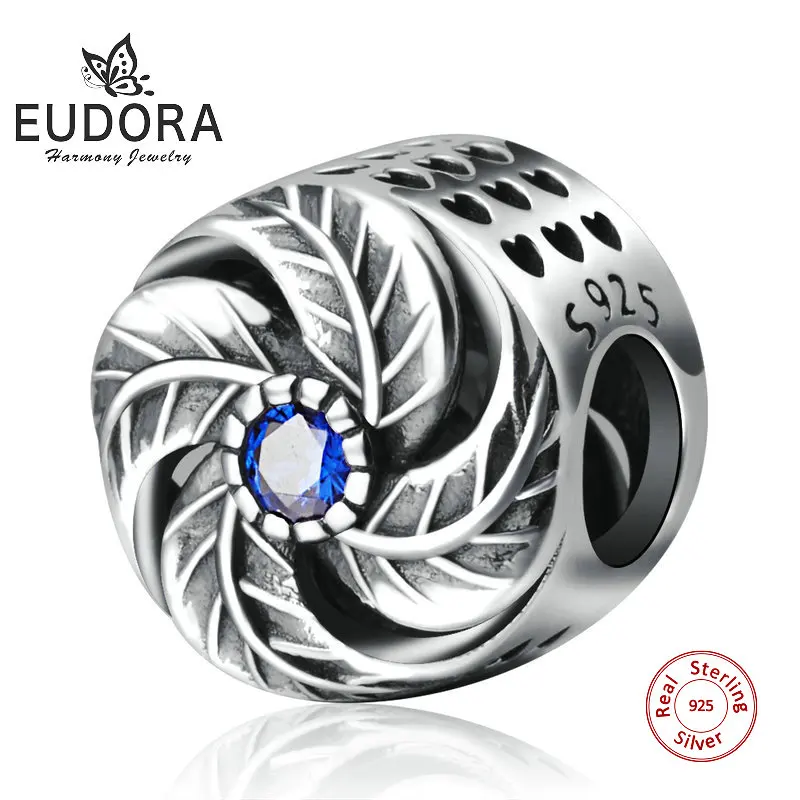 Eudora подлинное серебро 925 пробы элегантные листья ажурные бусины циркониевые бусины подходят для женщин очаровательные браслеты и ожерелье DIY Ювелирные изделия Z038