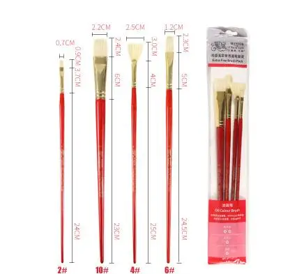 Winsor& Newton дополнительные картины маслом цвет кисти ручка - Цвет: 4 pieces set