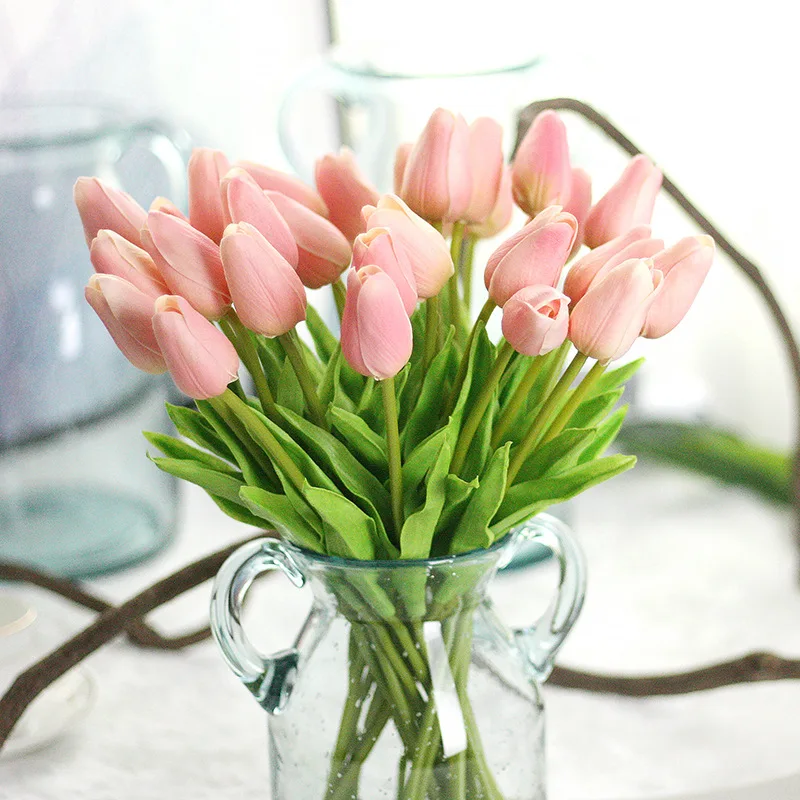 

1PC PU Tulips Artificial Flowers Real Touch Artificiales Para Decora Mini Tulip for Home Wedding Decoration Flowers