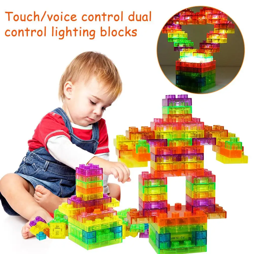 

147PCS Lighting Blocks Touch Voice Dual Control Bricks DIY Assembly Toys Colorful Led Light Building Block Educational Toys
