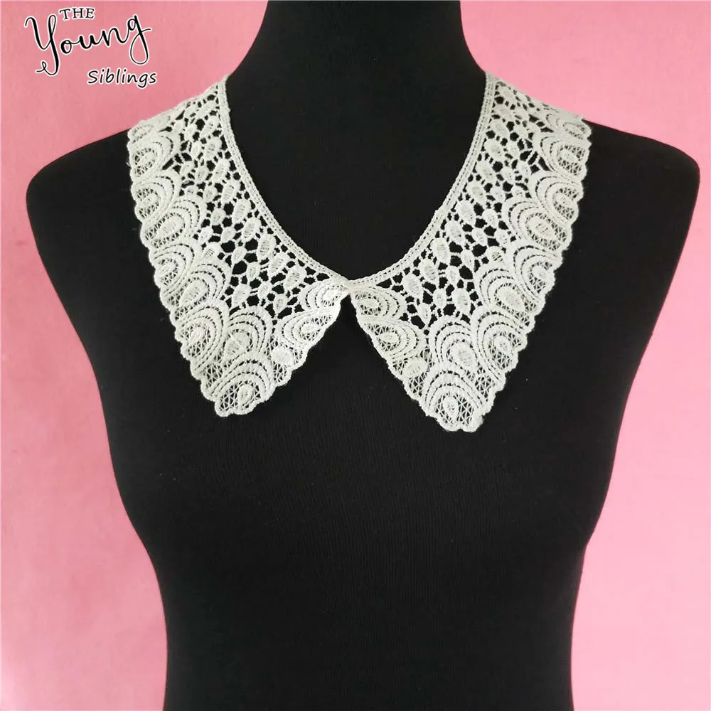

Hot sell Hollow out Flower Lace Sewing Applique Lace Collar Neckline Collar Applique DIY wedding dress Accessories 1pcs sell