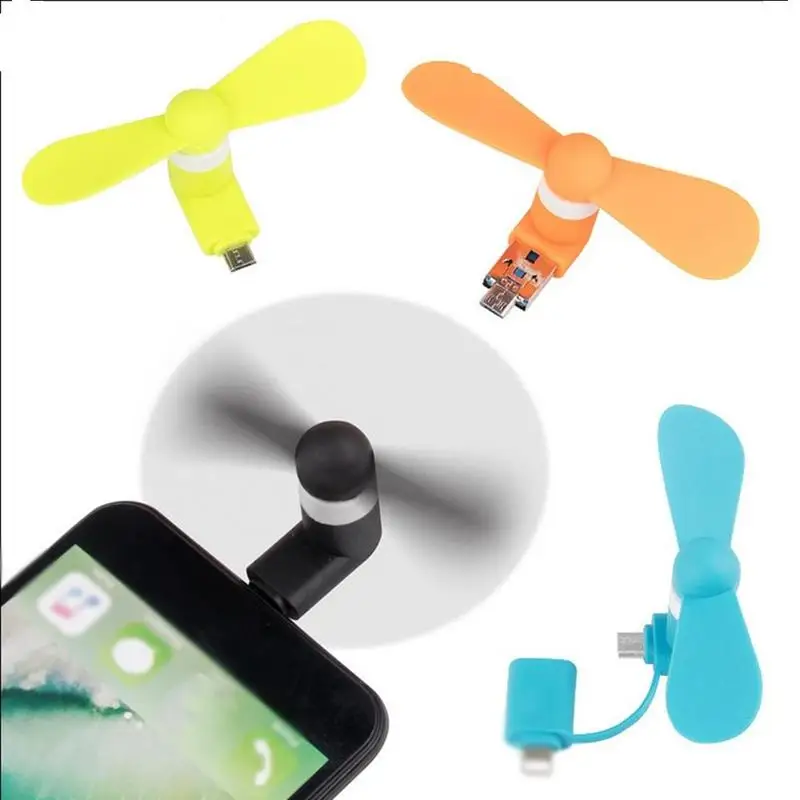 

2in1 Portable Cell Phone Mini Fan Cooling Cooler For Micro USB C For iPhone 5 6 6S 7 Plus 8 X for Android Type-c Travel Mini Fan