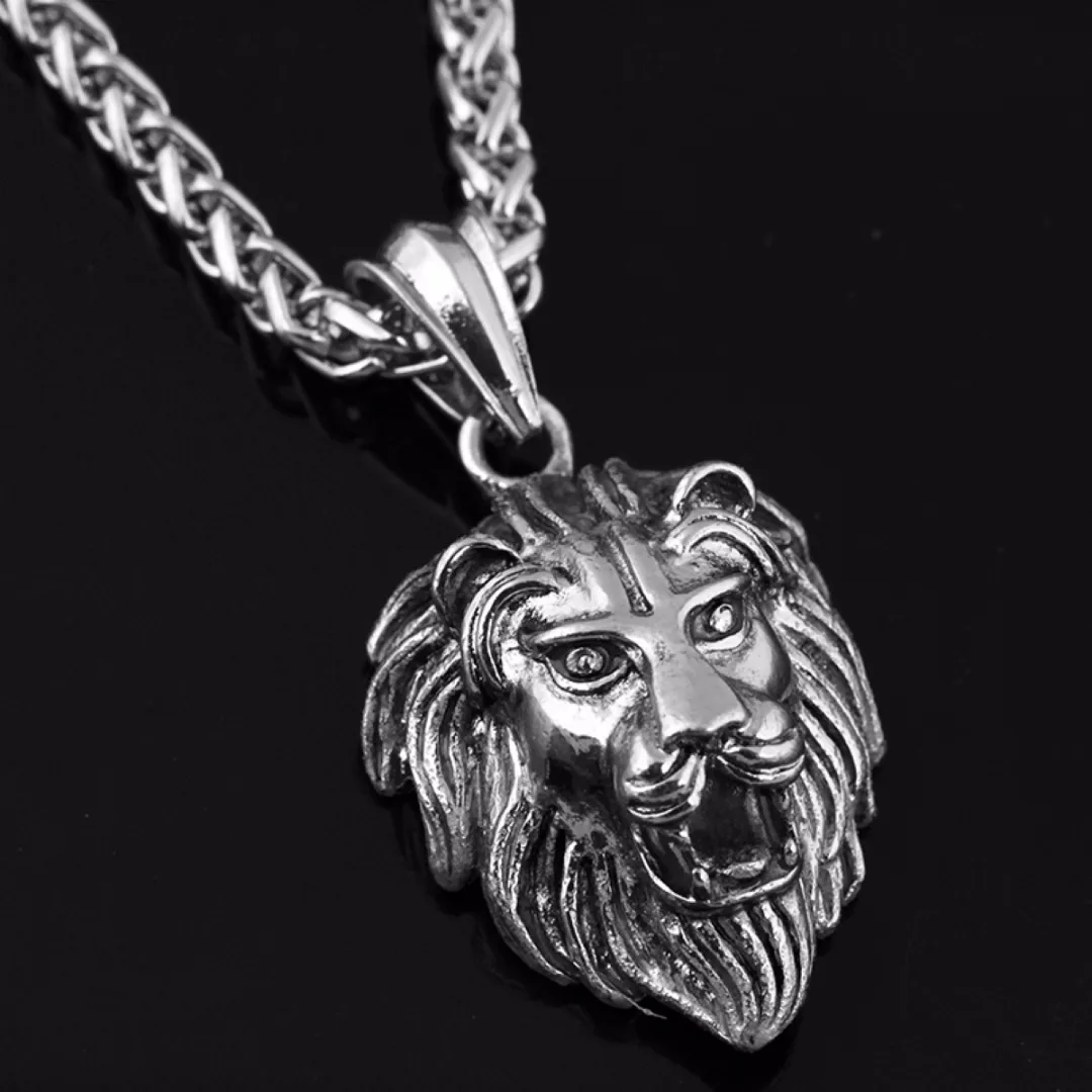 Men's Stainless Steel Luminous Glowing In The Dark Lion Head Pendant Necklace