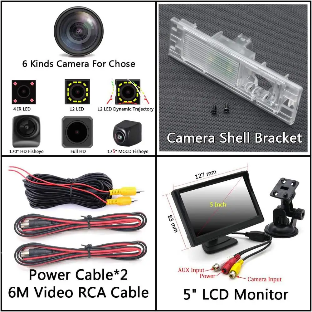 175 градусов рыбий глаз MCCD Starlight Парковка HD камера заднего вида для BMW 6 1 серии F20 F21 M6 E63 E64 M6 F06 мини клабман автомобиль - Название цвета: Camera 5 inch LCD