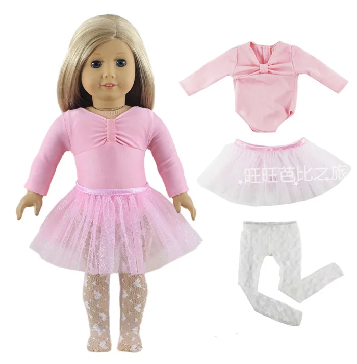 Модные аксессуары 3 шт. комплект балетные костюмы юбочный наряд костюм+ леггинсы Одежда для куклы 18 дюймов американская кукла