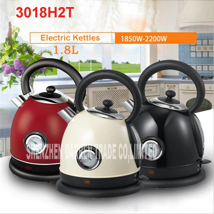 1PC 304 Stainless Steel Household Electric Water Kettle 1850W 1.8L Safety Auto Off 220V Heating