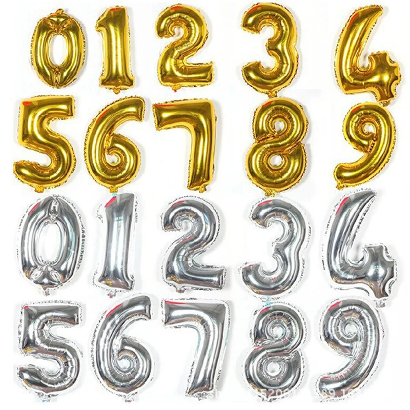 

16 Inch Foil Balloon Birthday Children Party Decoration Gold Balloon Figures For Wedding Baptism Anniversary Sale