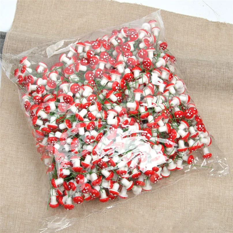 50Pcs Mini Red Mushroom Garden Bonsai Dotted Small Potted DIY Toy House Landscape Bonsai Plant Garden Decoration #3J18 (7)