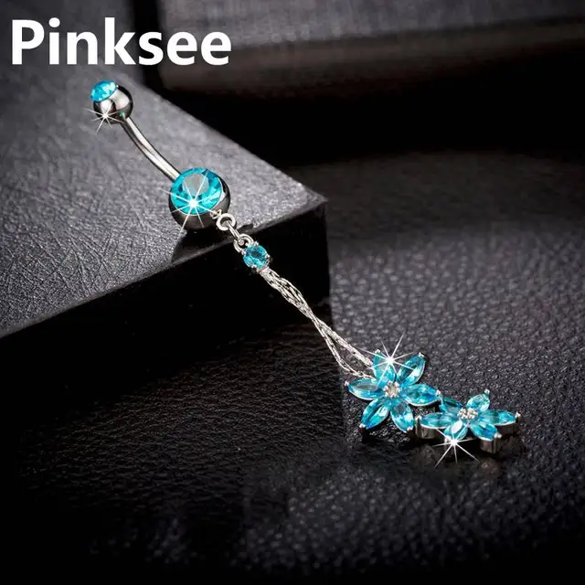 Gothic Punk Crystal Zircon Dangle Belly Button Rings For Women