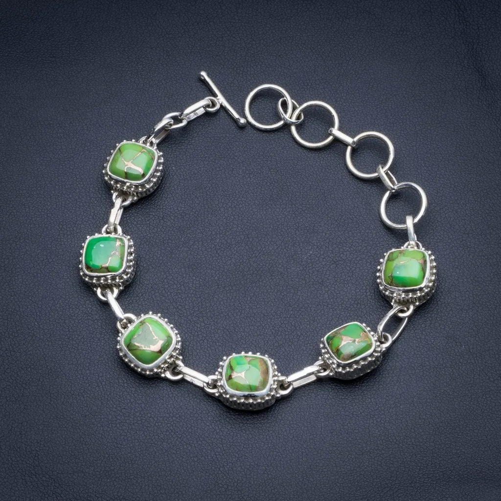 

Natural Turquoise 925 Sterling Silver Tennis Bracelet 6 3/4-8 1/4" R2561