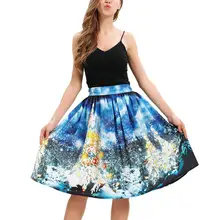 Женская Юбка-миди трапециевидной формы с принтом рождественской елки и оленя, эластичные праздничные юбки с высокой талией