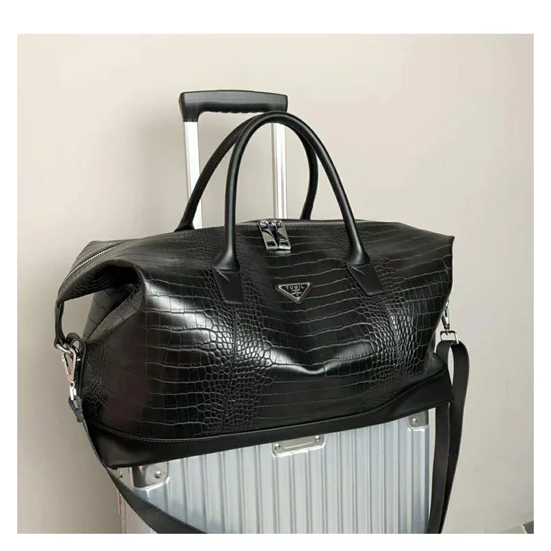 

Ms. Korean version of high quality PU leather crocodile baggage bag Large capacity travel bag cross section shoulder bag