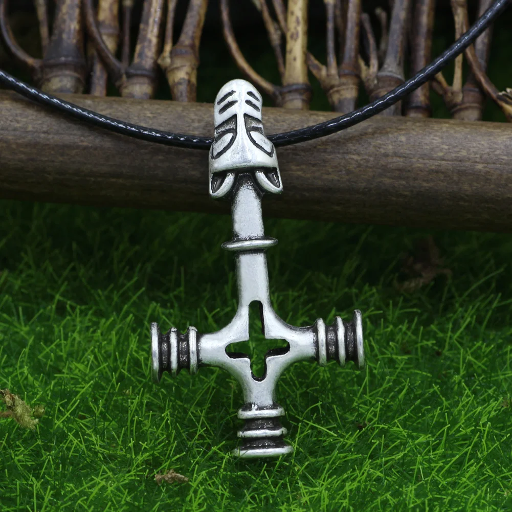 Nrose Viking Thor's Hammer with Wolf ELTIC Cross Wolfskreuz Pendant