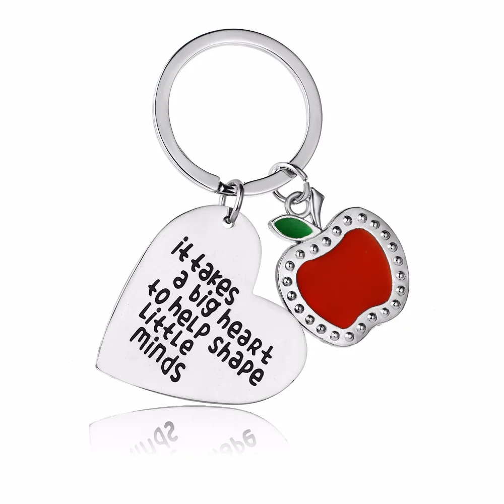 Love Heart Apple Pendants Keychain Keyring Charm Teacher's Jewelry