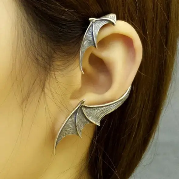 Vintage Punk Style Solid 925 Sterling Silver Earrings Bat Wing Single Earring Gothic Jewelry For Women Girl Gift Allergy Free Vintage Punk Style Solid 925 Sterling Silver Earrings Bat Wing Single Earring Gothic Jewelry For Women Girl Gift Allergy Free
