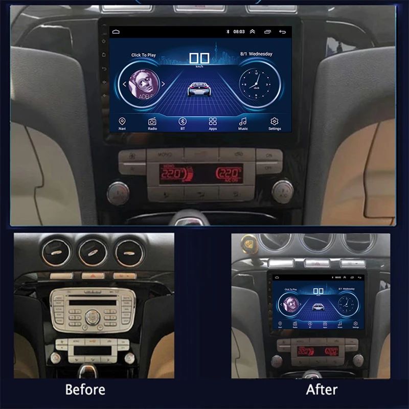 Cheap 9inch IPS and 2.5D Touch Screen Android 8.1 Car DVD GPS Navigation for Ford S-Max Galaxy 2007 2008 Radio Audio Stereo 5