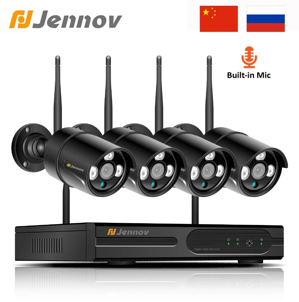 Jennov Wifi IP камера 1080P 2MP 4CH наружная безопасности Система видеонаблюдения комплект