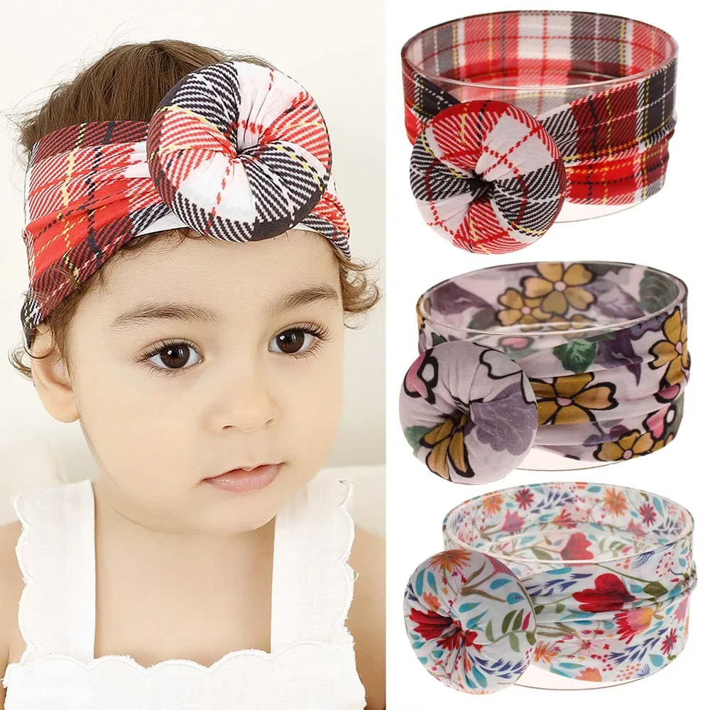 

20pc/lot Newborn Floral Print Round Knot Nylon Headbands,Spring Summer Color Fruit Print Nylon Headband,Children Girls Headwear