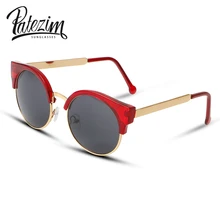 2017 New Fashion Retro Designer Women Round Circle Glasses Cat Eye Semi-Rimless Vintage Sunglasses Goggles Oculos de sol